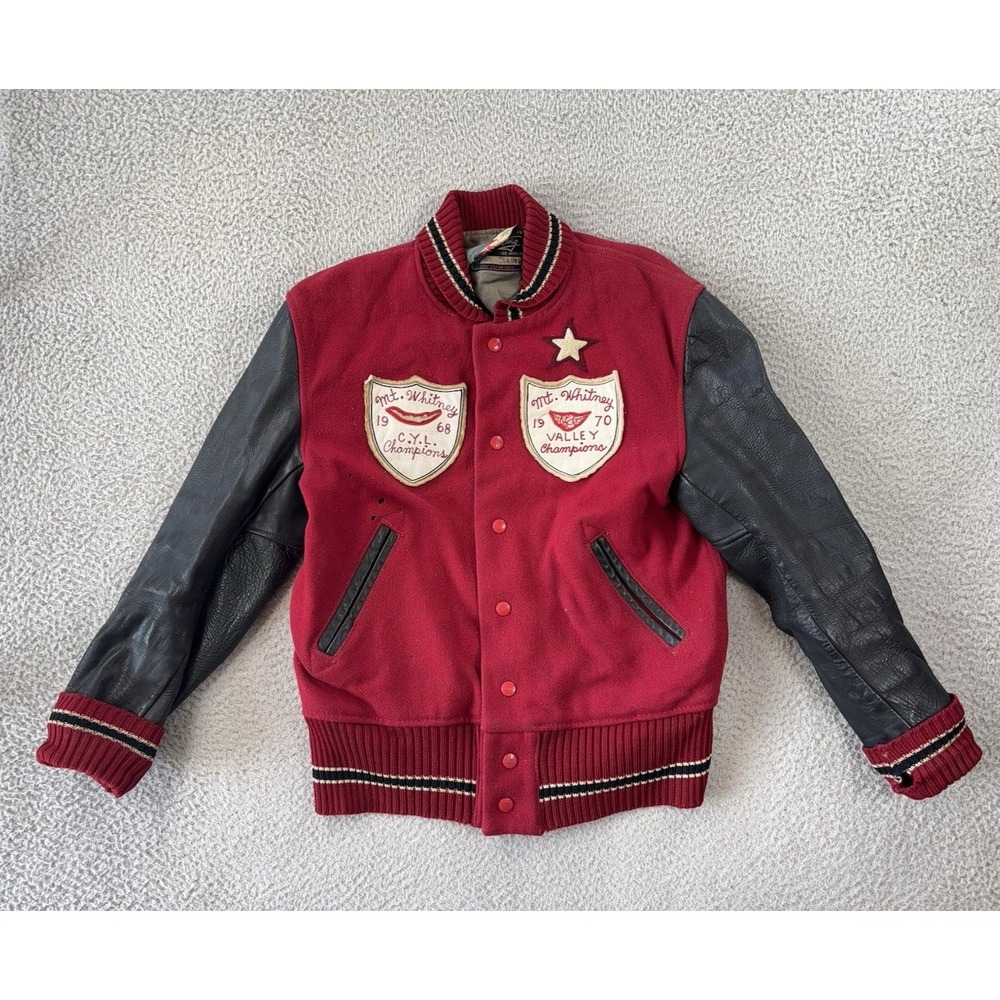 Vintage 60s Whiting Varsity Jacket Mens 38 Mt Whitney Letterman Black Red USA‎